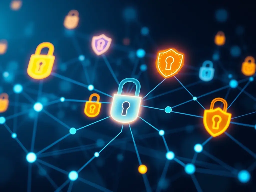 A visual representation of a secure network with various compliance icons, symbolizing RedOps Cyber Intelligence's commitment to regulatory compliance.